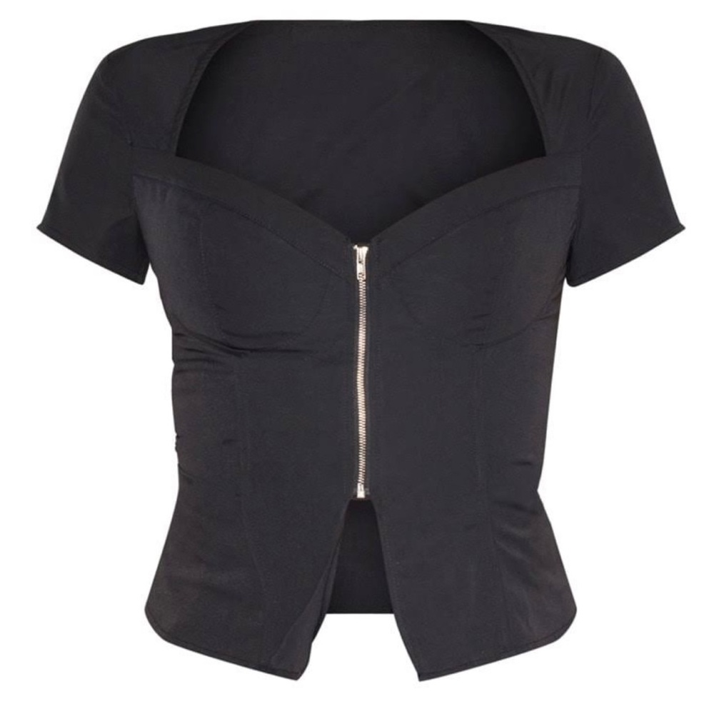 NWT Pretty Little Thing Black Corset Top S